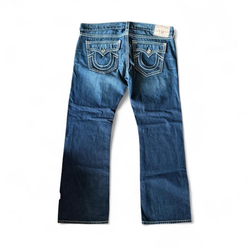 RARE VTG TRUE RELIGION RICKY BIG QT Dark Wash USA Made Distressed Jeans Sz 42x34
